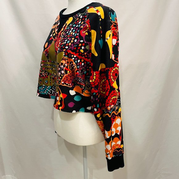 Adidas Multi-Colored Long Sleeve Cropped Sweatshirt in Women's Size S - Picture 6 of 8